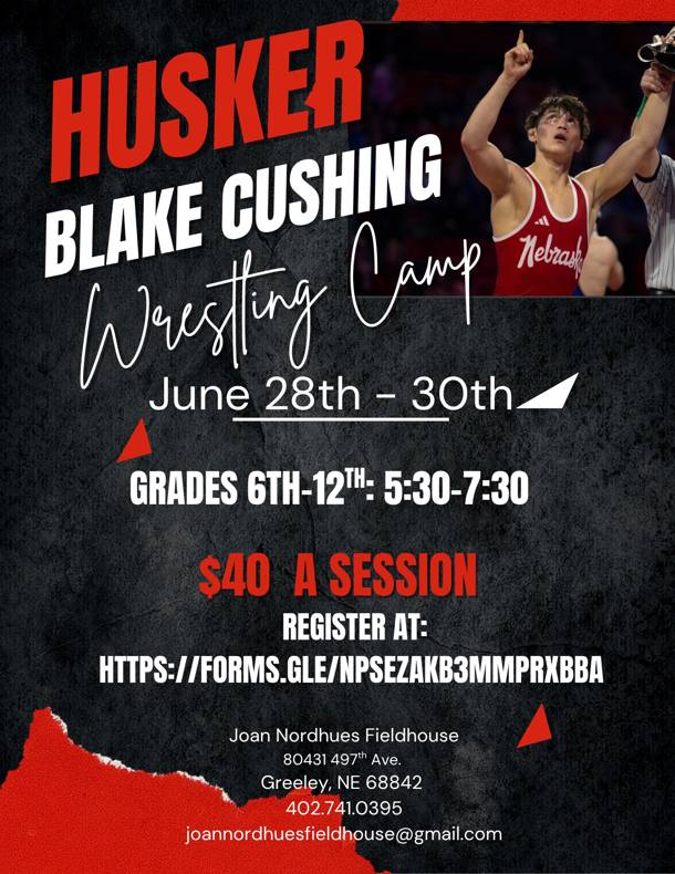 Husker Blake Cushing Wrestling Camp (Greeley)