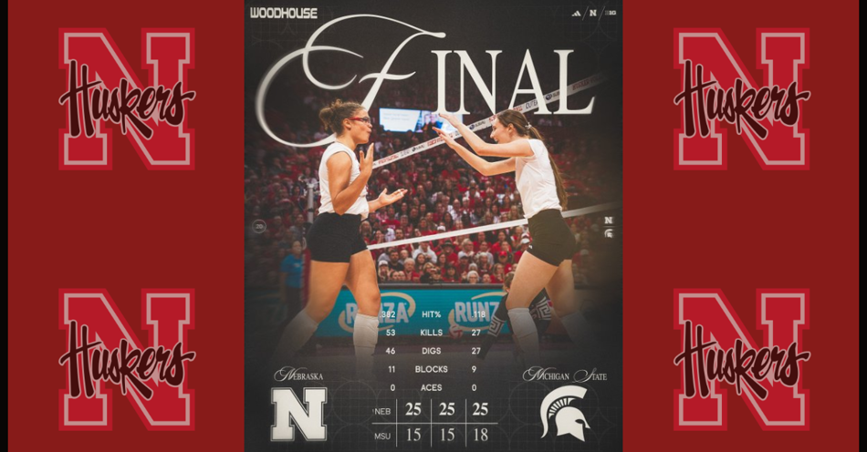 Huskers Roll Past Spartans, 3-0
