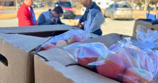 Courtesy Heartland United Way/olunteers sort and hand out food at the Howard/Greeley County Food Pantry in St. Paul in March of 2025. The food pantry has previously been awarded Rural Community Impact Grants.