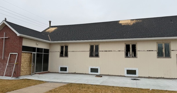 Grand Island church after a fire torched the building.