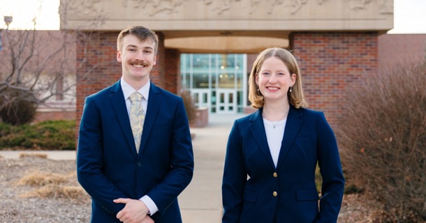UNK juniors Paige Oltmans and John Placke will serve as student body president and vice president for 2026-27. (Courtesy photo)