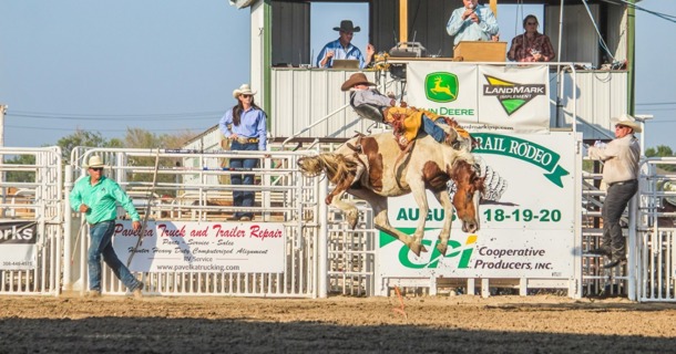 Kearney’s Gauge McBride will ride at the Hastings Rodeo August 15. The bareback rider is ranked 31st in the PRCA world standings. Photo by Aleya Hueftle.
