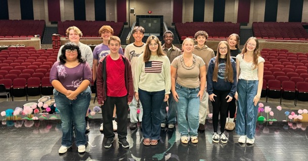 Front Row from L to R: Rubi Aguilar, Kainen Mora, Miley Edwards, Madison Wieczorek, Cadence Gidcumb, & Malia McNeal Back Row from L to R: William Woods, Deacon McPherson, Alexis Flores, Ablam Zotoglo, Ulises Acosta, Jesse Gilmore Not pictured:  Jack Parker & Natalie Flores