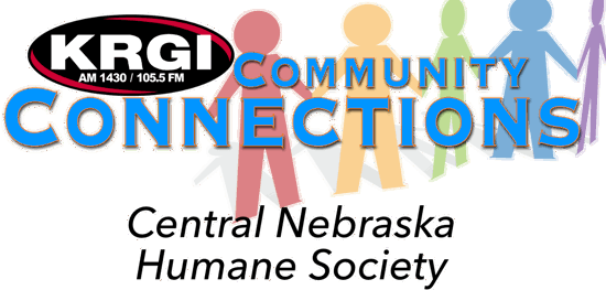 KRGI logo with the words Community Connections Central Nebraska Humane Society