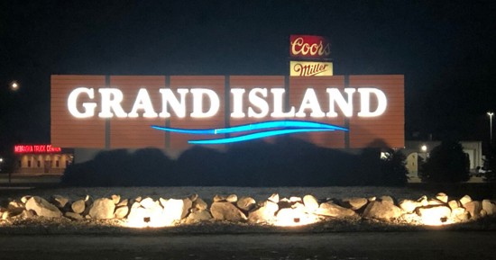 Grand Island Lit Sign