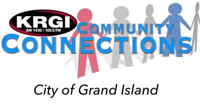 KRGI-AM logo with the words Community Connection City of Grand Island below.
