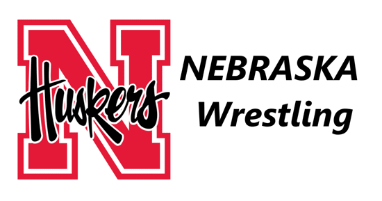 Husker Mascot logo on the left and the words Nebraska Wrestling on the right.