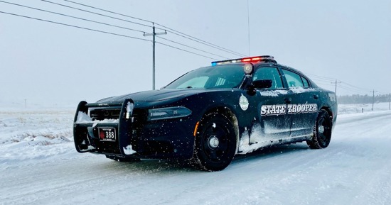 Nebraska State Patrol Car Snow